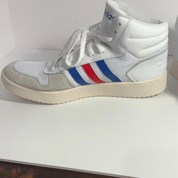 adidas White Athletic Shoes with Blue and Red Stripes - Picture 4 of 9